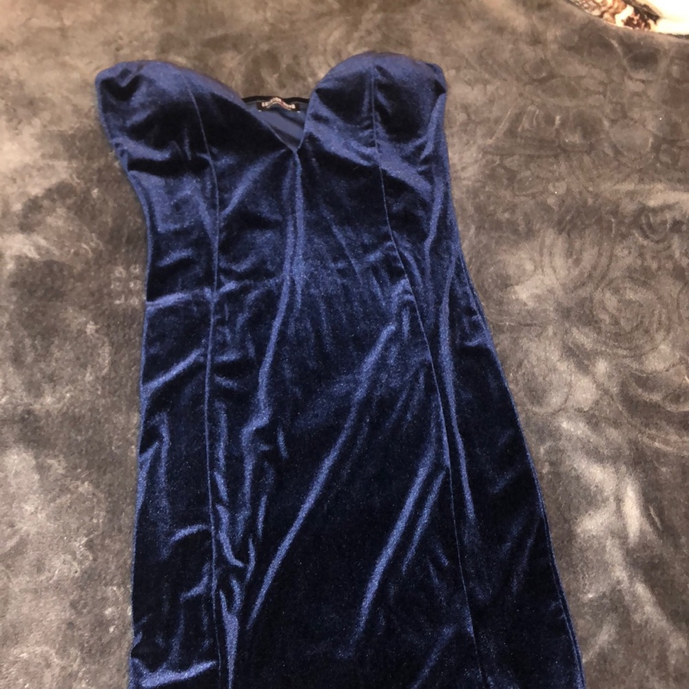 Blue fashion nova velvet dress